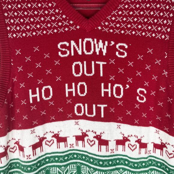 Ugly Christmas Sweater Vest Snow's Out Ho Ho Ho's Out Large L - Picture 3 of 10
